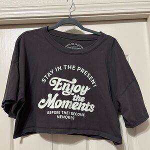 Aeropostale Charcoal Crop Top with White Script
